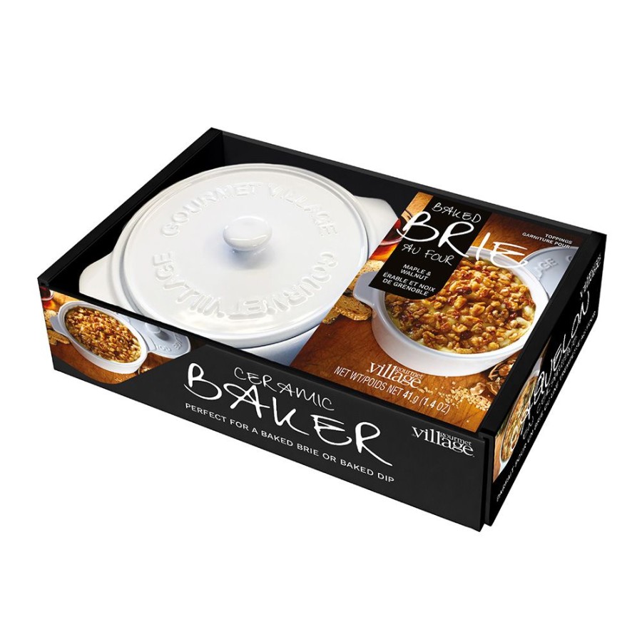 To Go With Cheese Gourmet Du Village | White Ceramic Baker Gift Set With Maple Walnut Brie Topping