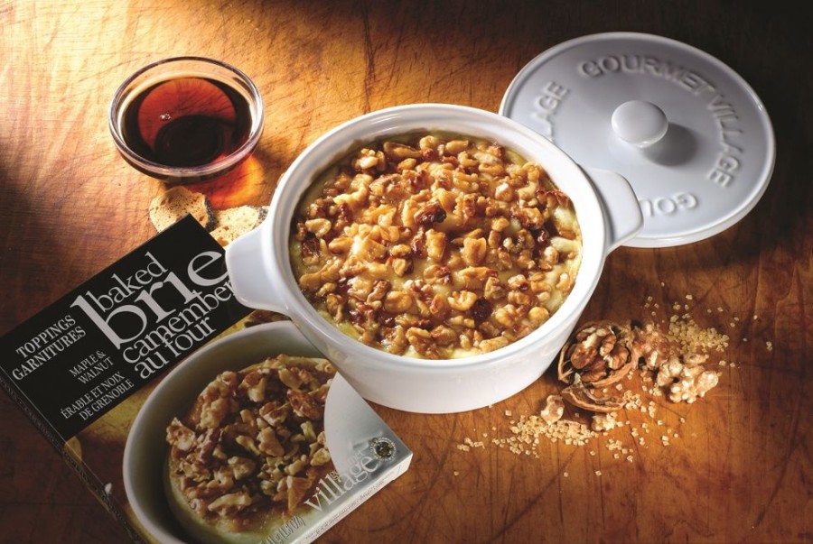 To Go With Cheese Gourmet Du Village | White Ceramic Baker Gift Set With Maple Walnut Brie Topping