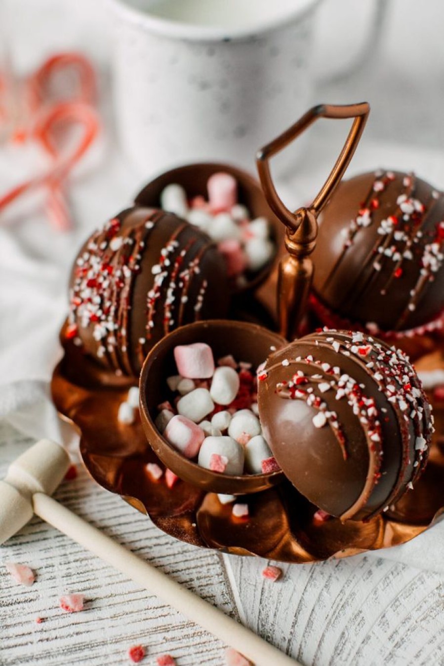 Hot Chocolate Gourmet Du Village | Candy Cane Hot Chocolate Bomb Diy Kit-Heat Sensitive